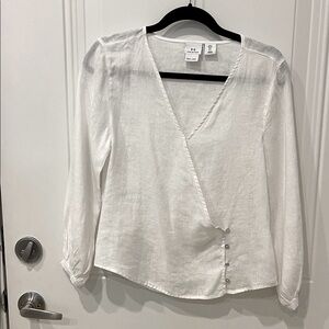 Halston Heritage Cream LinenWrap Blouse